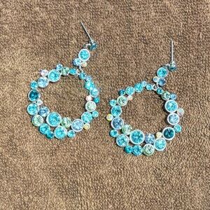 Elegant Blue Crystal Hoop Earrings